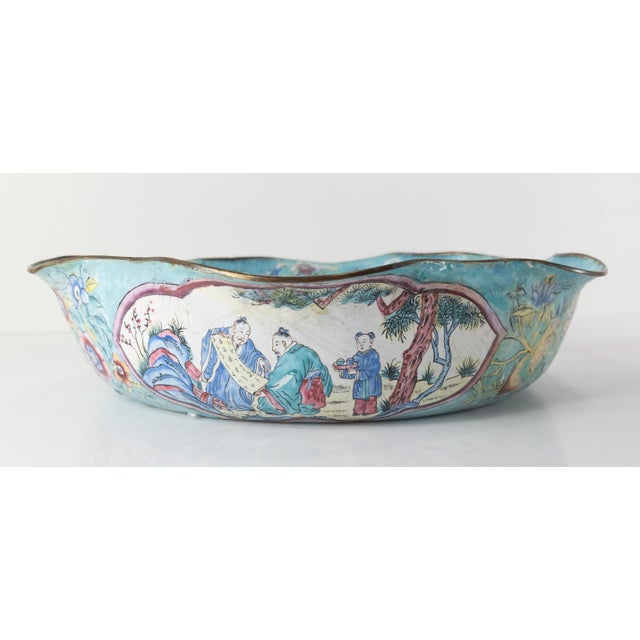 Baby Blue Chinese Baby Blue Peking Enamel Dragon Bowl For Sale - Image 8 of 13
