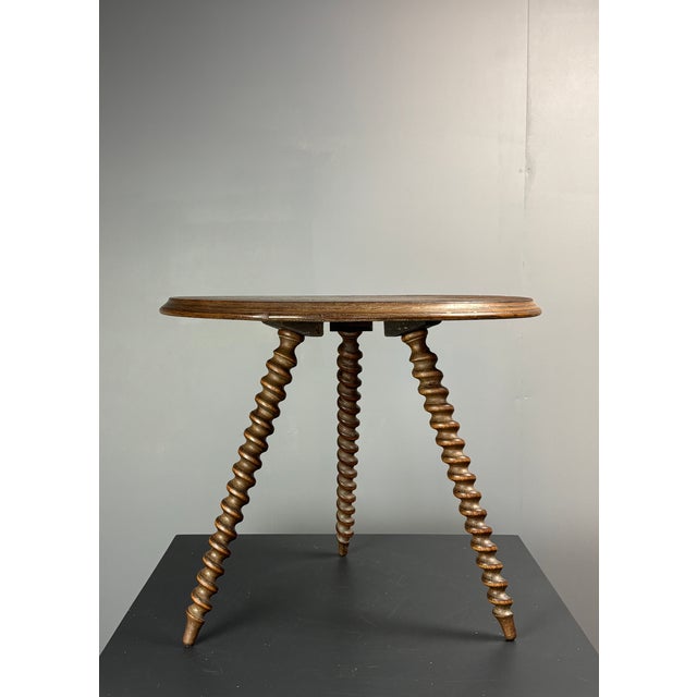 Mid-Century Modern French Wood Turned Barley Twist Side Table with Cork Screw Legs, 1950s For Sale - Image 15 of 18