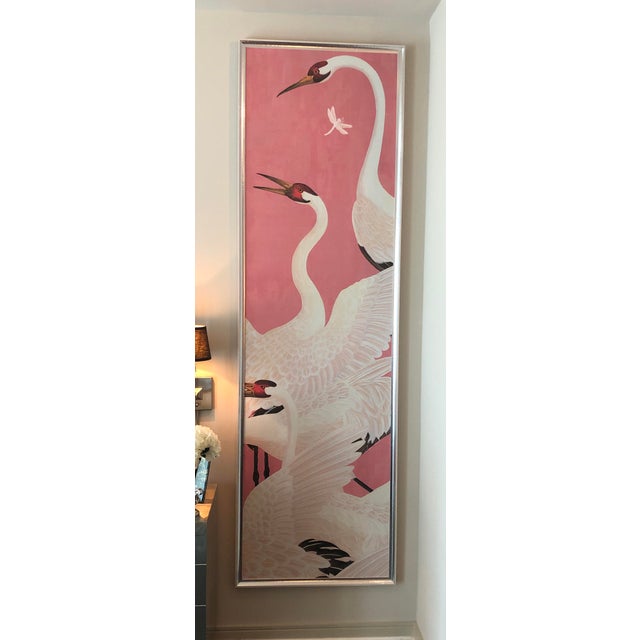 Custom Gucci Pink Heron Crane Wallpaper Mural Panels - Pair |