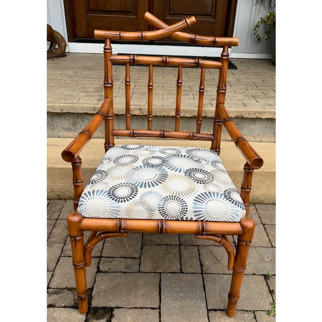 Early 21st Century Chinoiserie Influenced Faux Bamboo Chairs by Mark David Pair For Sale - Image 9 of 13