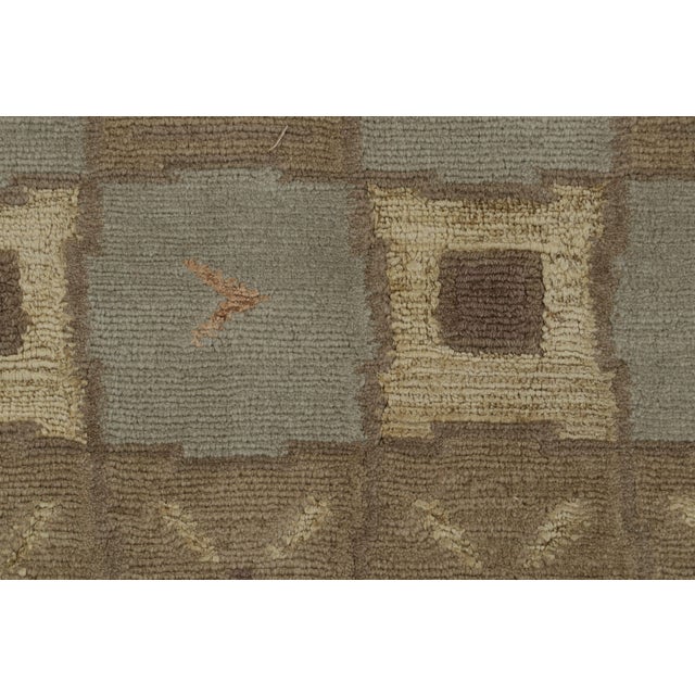 Rug & Kilim Rug & Kilim’s Custom Art Deco Geometric Blue and Beige Wool and Silk Runner For Sale - Image 4 of 9