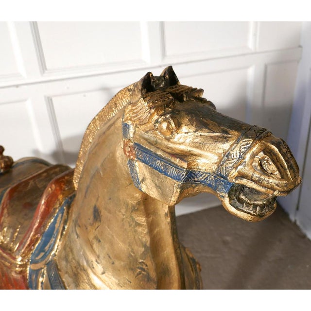 Mid 19th Century Mid-19th Century Carved and Painted Wooden Tang Dynasty Horse, 1850s For Sale - Image 5 of 12