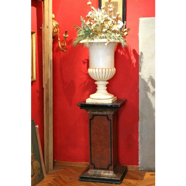 Traditional 19th Century Italian Faux Marble Lacquer Architectural Pedestals or Columns, Set of 2 For Sale - Image 3 of 18