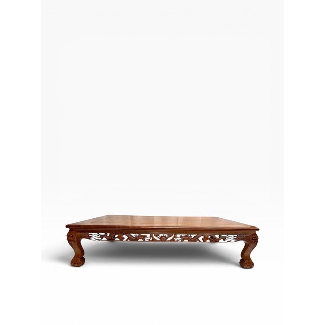Mid-20th Century Chinese Low Table With Carved Dragons and Phoenix Motifs – Attributed Rosewood For Sale - Image 13 of 13