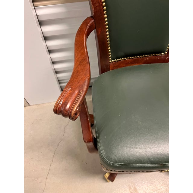 1970s Vintage 1970s Mikhail Darafeev Pedestal Dining/Poker Table With Six Leather Swivel Chairs For Sale - Image 5 of 18