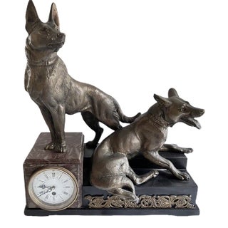 Louis Albert Carvin, French Animalier, 19th Century, Bronze Clock For Sale