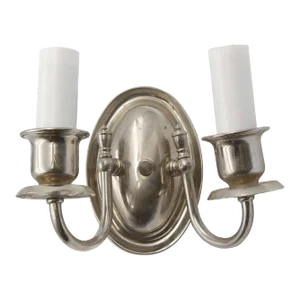 Vintage 2 Arm Silvered Brass Traditional Wall Sconce