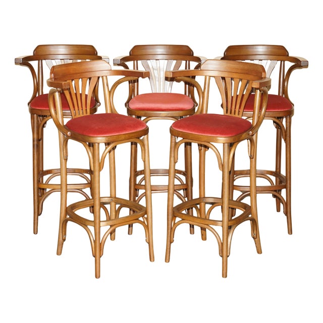 Bar Stools in Bentwood, Set of 5 For Sale