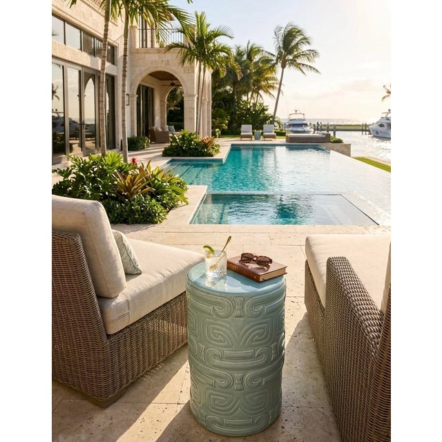 Mid-Century Italian Glazed Ceramic Garden Stool For Sale In West Palm - Image 6 of 11