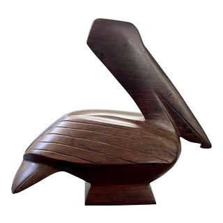 1970s MCM Hand Carved Ironwood Pelican For Sale