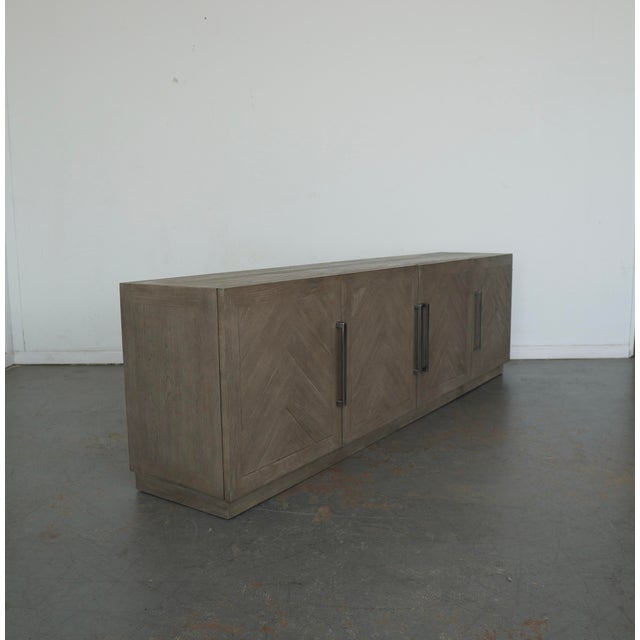 Restoration Hardware Restoration Hardware Herringbone 4-Door Media Console For Sale - Image 4 of 14