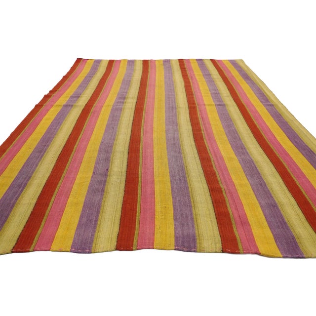 Tribal Vintage Turkish Striped Kilim Rug - 06'00 X 09'07 For Sale - Image 3 of 8