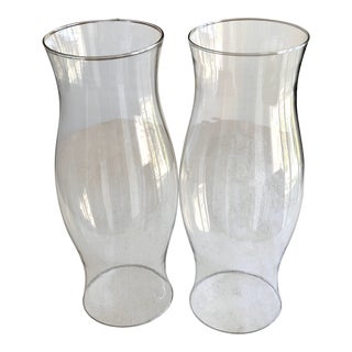 Vintage Tall Blown Glass Hurricane Candle Shades For Sale