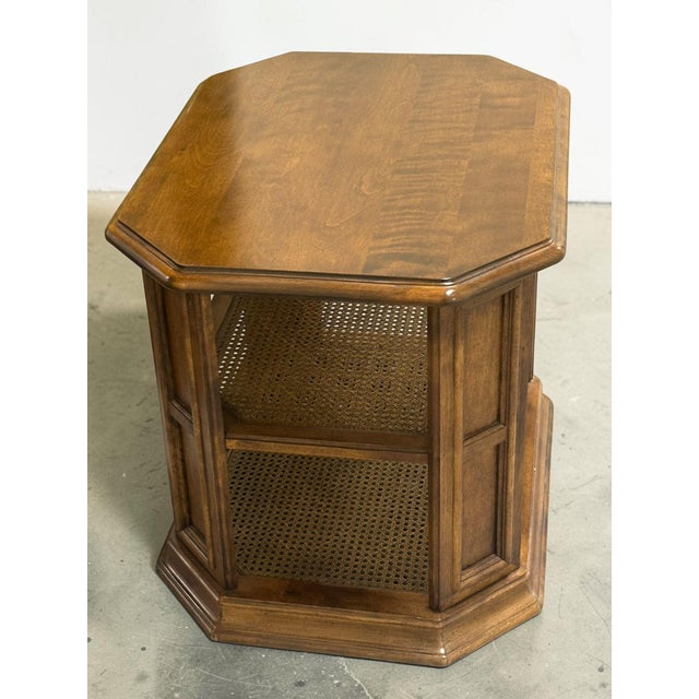 English Late 20th Century Ethan Allen Caned Manor Side Table For Sale - Image 3 of 12