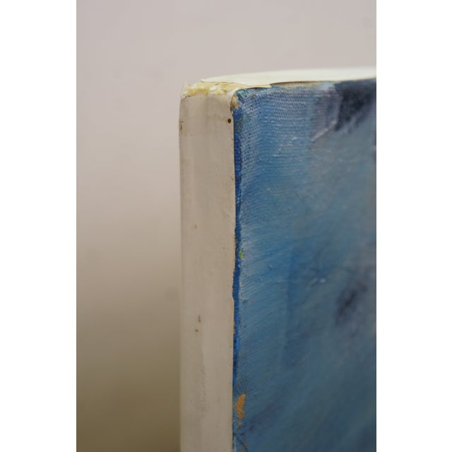 Blue 1963 Miss Lititia Thompson Blue Ridge Mountains Oil Painting 48" For Sale - Image 8 of 14