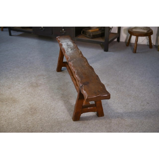 Vintage Brutalist Pine Bench, 1950s For Sale - Image 4 of 11