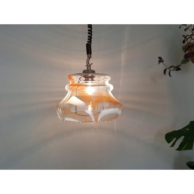 Glass 1970s Vintage Orange White Pendant Light For Sale - Image 7 of 11