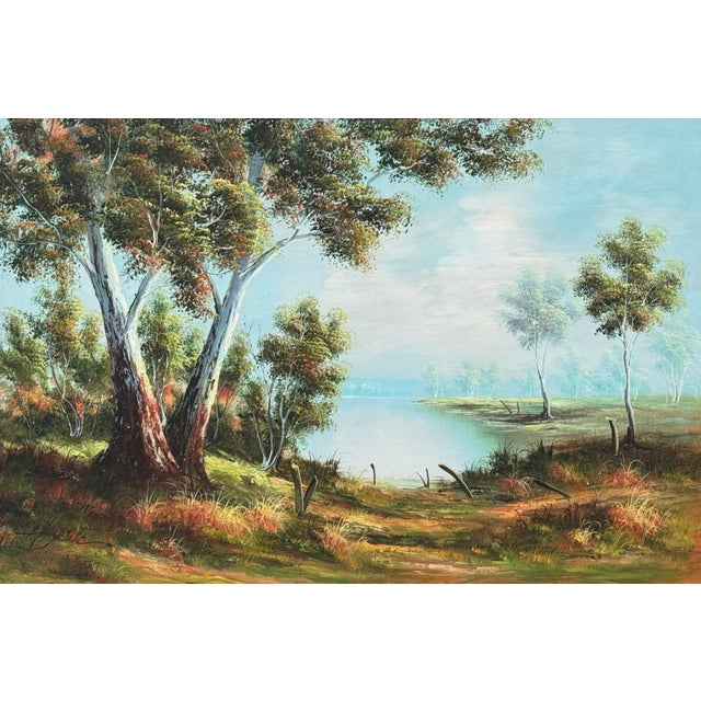 Tranquil Australian Landscape with Eucalyptus Trees - Vintage 20th Century Art 1960 Circa For Sale - Image 10 of 14
