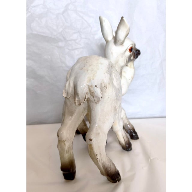 Ceramic Vintage Mollica Ceramic Statue of Two Lambs, Italy, 1940s For Sale - Image 7 of 15