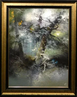 Petras Lukosius#0082 Diena Original Oil on Paintings on Canvas With Custom Frame