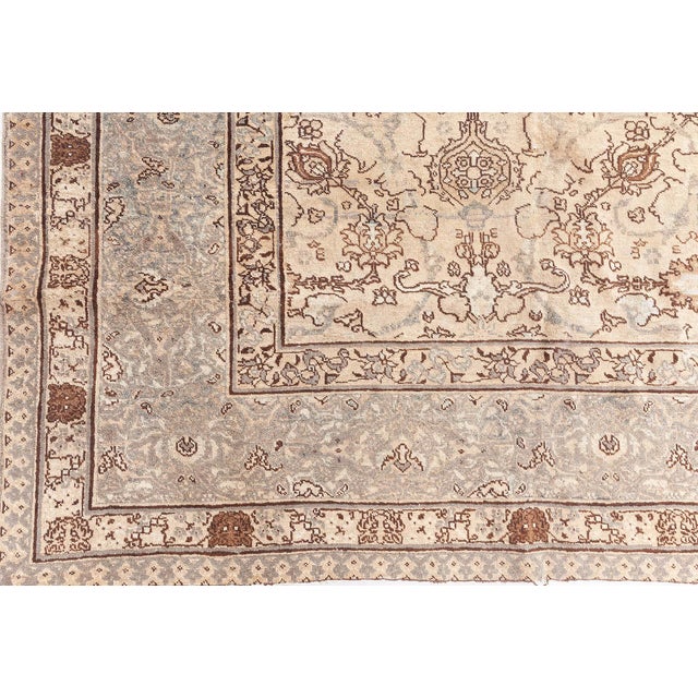 19th Century Persian Tabriz Brown and Beige Handwoven Wool Rug For Sale - Image 4 of 10