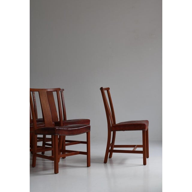 Animal Skin Leather Dining Chairs by Teak & Niger attributed to Børge Mogensen, Denmark, 1939, Set of 6 For Sale - Image 7 of 18