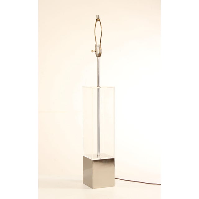 Mid Century Modern Pair Lucite Table Lamps For Sale - Image 4 of 12