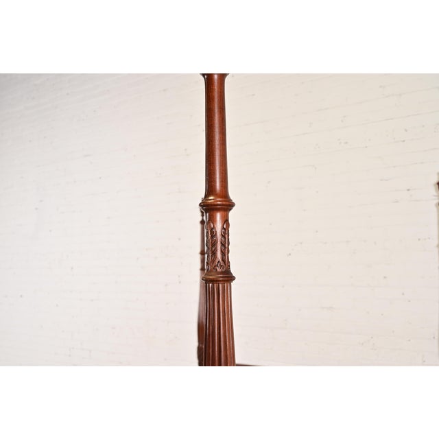 Brown Ethan Allen Georgian Carved Solid Cherry Wood Queen Size Poster Bed For Sale - Image 8 of 13