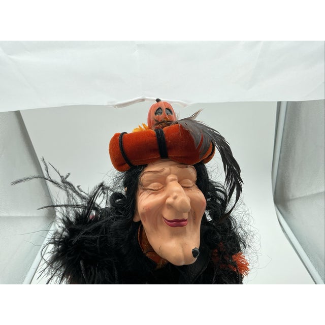 Katherine’s Collection Style Halloween Doll 20” Vintage Retired Feathered Hat Mint For Sale - Image 6 of 6