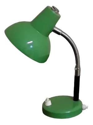 Small German Desk Lamp with Flexible Chrome Body & Green Metal Shade and Base from Fischer Leuchten, 1970s