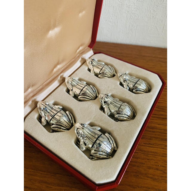 Mid-Century Modern Silver-Plated Frog Knife Rests, 1950s, Set of 6 For Sale - Image 3 of 18