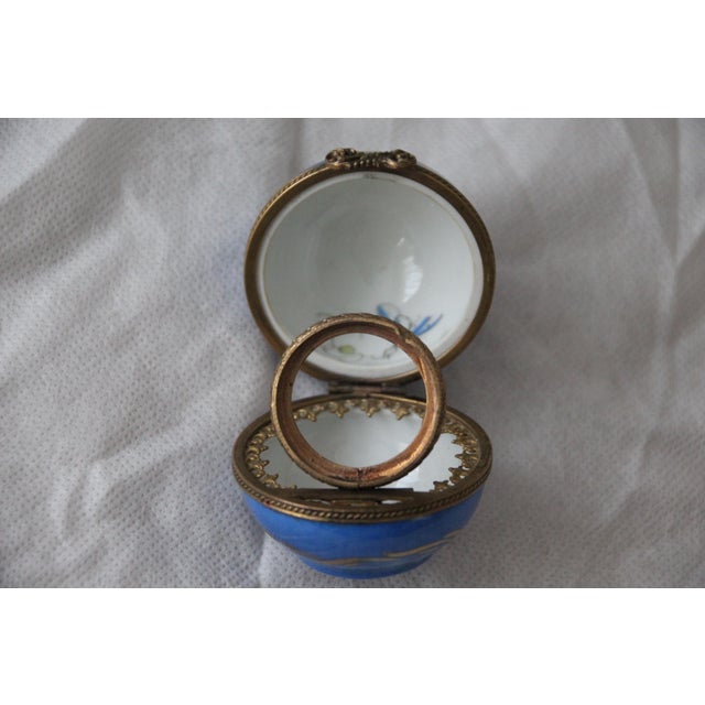 Blue Limoges Porcelain Clock Box with Pheasant Decor, 1970s For Sale - Image 6 of 14