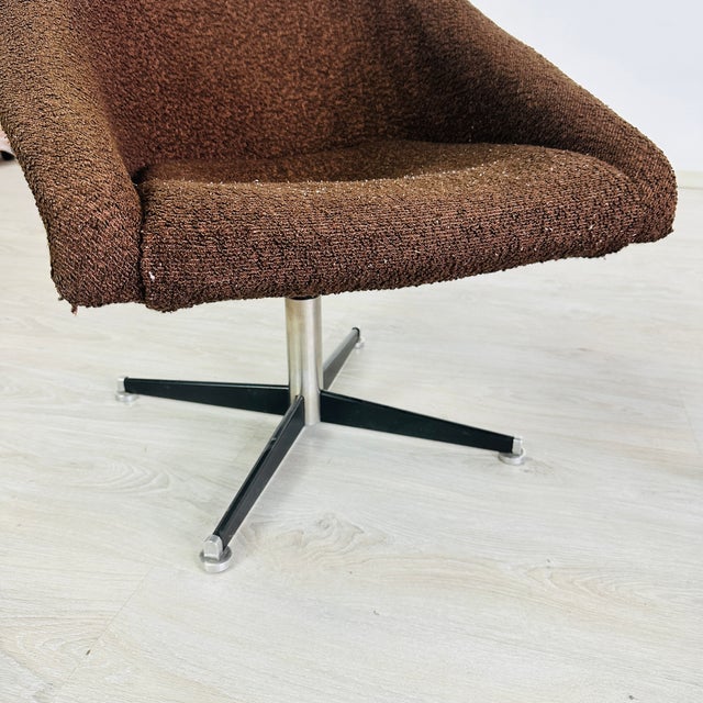 Brown Mid Century Modern Swivel Armchairs - A Pair For Sale - Image 8 of 9
