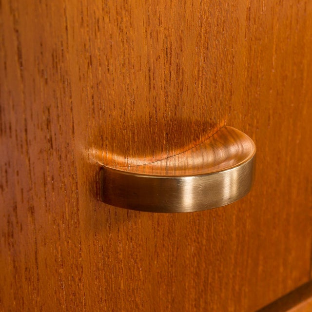 Danish Modern Teak Secretaire with Brass Details and Hidden Vanity, 1960s For Sale - Image 15 of 18