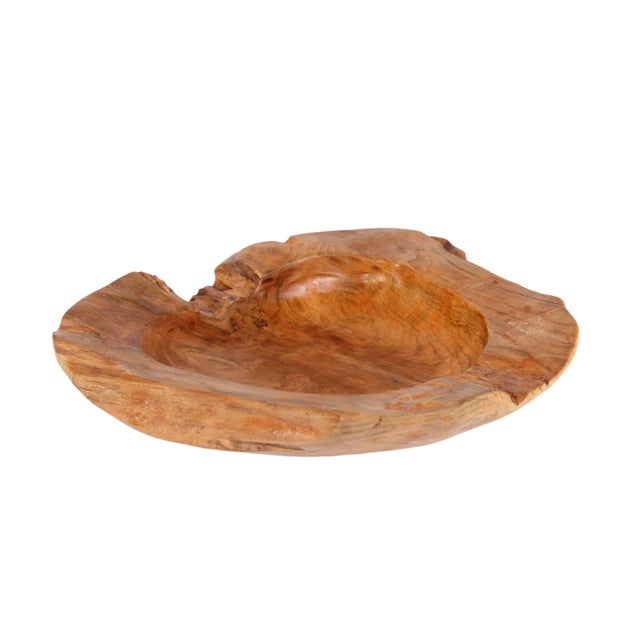 2020s Large 22" to 25" D Hand Carved Organic Teak Bowl 6 For Sale - Image 5 of 11
