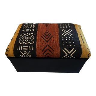 Malian Mud Cloth Bogolan Textile Ottoman For Sale