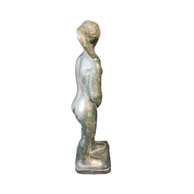 Mid-Century Modern Vintage Bronze Sculpture of a Standing Nude Woman For Sale - Image 3 of 6