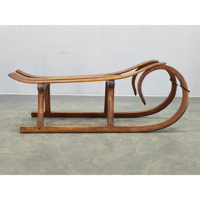 1930s Czech Art Deco Oak Sled, 1930s For Sale - Image 5 of 15