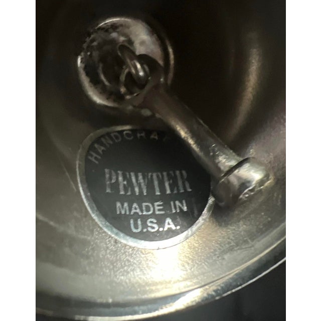 Silver Vintage 1992 Cast Pewter Colonial American Figurine Bell For Sale - Image 8 of 11