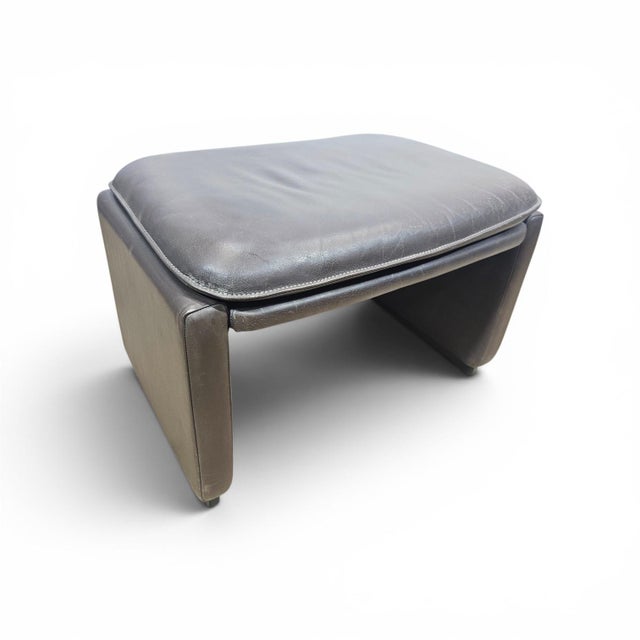 Vintage Swiss Leather Pouf from de Sede, 1970s For Sale - Image 15 of 15
