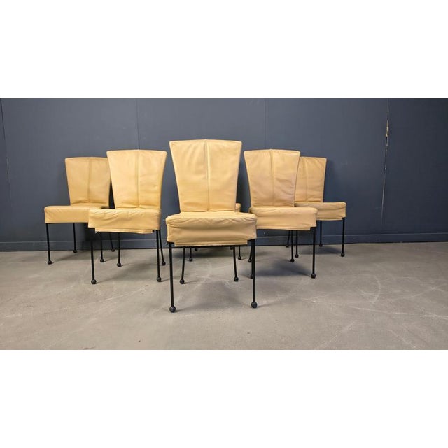 Vintage Leather Dining Chairs in the style of Gerard Van Den Berg, 1980s, Set of 6 For Sale - Image 10 of 12