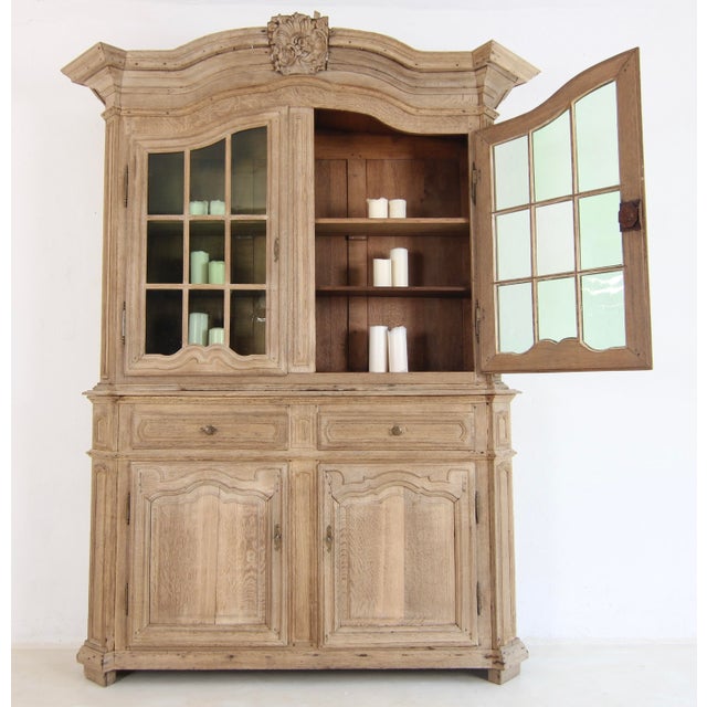 18th Century Provincial Buffet À Deux Corps Cabinet in Bleached Oak For Sale - Image 5 of 18