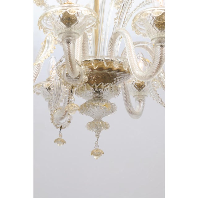 Glass 1940s Exquisite 6-Light Murano Glass Chandelier, 1940s Italy For Sale - Image 7 of 18