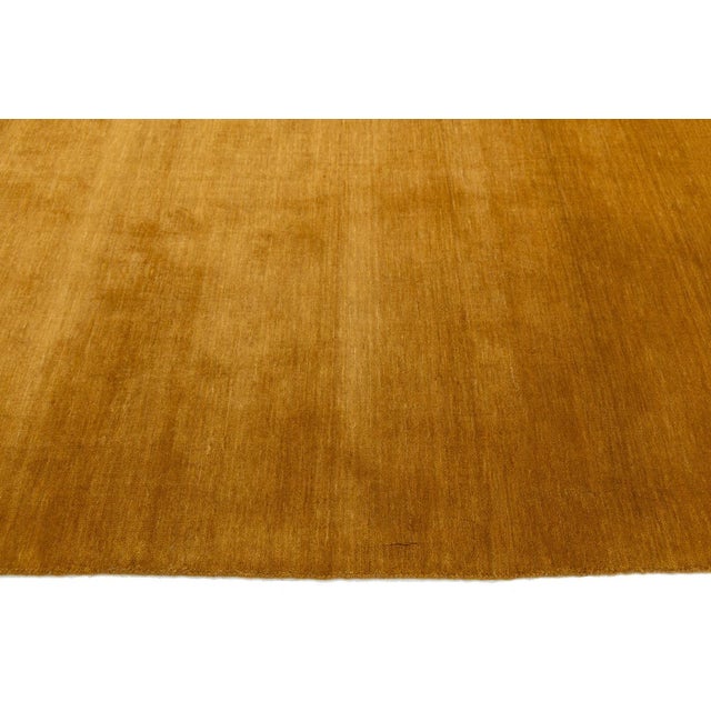 2020s Apadana's Modern Gabbeh Hand-Loom Wool Area Rug in Earthy Yellow-Orange. For Sale - Image 5 of 11