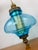 Mid-Century Modern Vintage 1970s Aqua Blue & Brass Hollywood Regency Hanging Swag Lamp For Sale - Image 3 of 6