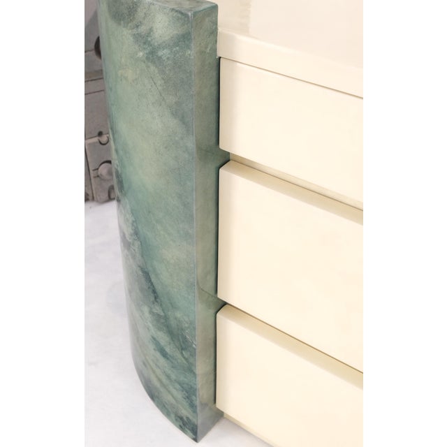 Two Part Side by Side Racetrack Buffed Lacquered Goatskin Dresser Credenza Mint! For Sale - Image 13 of 18