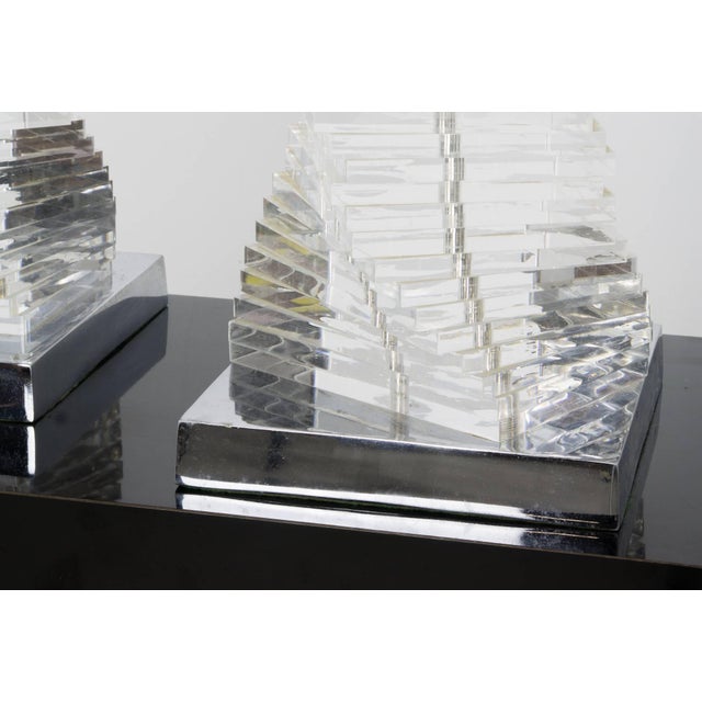 Stacked Lucite Helix Table Lamps - a Pair For Sale - Image 4 of 6