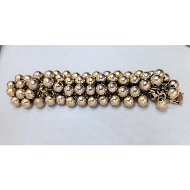 Mid-Century Modern Vintage 1960s Signed Napier Goldtone Machined Balls Charm Bracelet For Sale - Image 3 of 8
