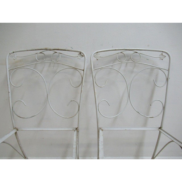 Woodard Furniture Co. Vintage Woodard Ivy Iron Outdoor Patio Side Chairs - A Pair For Sale - Image 4 of 5