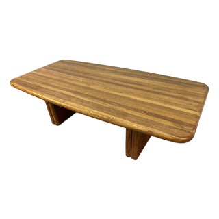 Mid 20th Century Solid Modern Oak Butcher Block Coffee Table For Sale